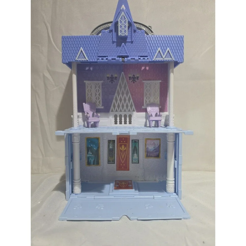 Frozen 2 Castle Doll House Mini Portable Carry Handle Home Pop Up RARE